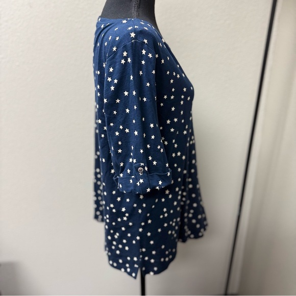 NWT Croft & Barrow Blue Star Print Flutter Sleeve Blouse. XL - Picture 5 of 8